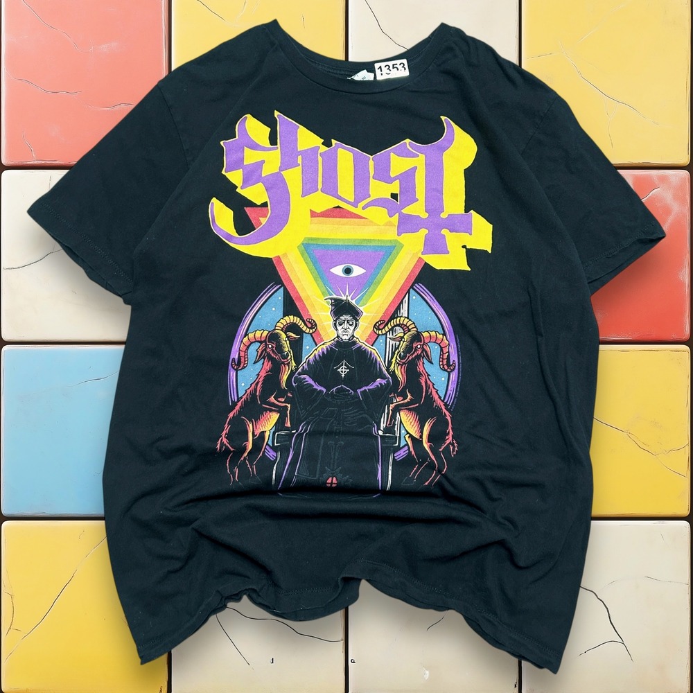 VTG Ghost Band The Alchemist T-Shirt Y2K Mens XL Black Papa Emeritus 2016 Metal
